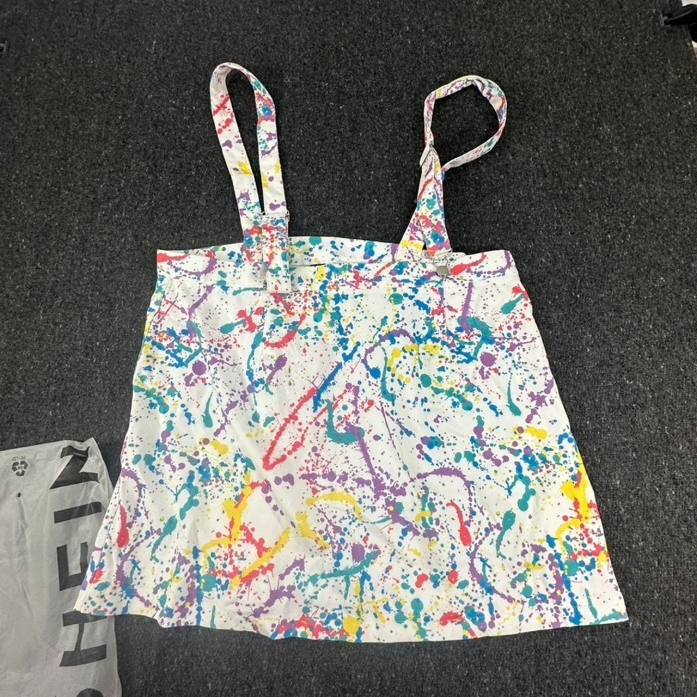 SHEIN Curve Jumper Skirt Womens Size 4XL Multicolor paint Overalls Side Zip